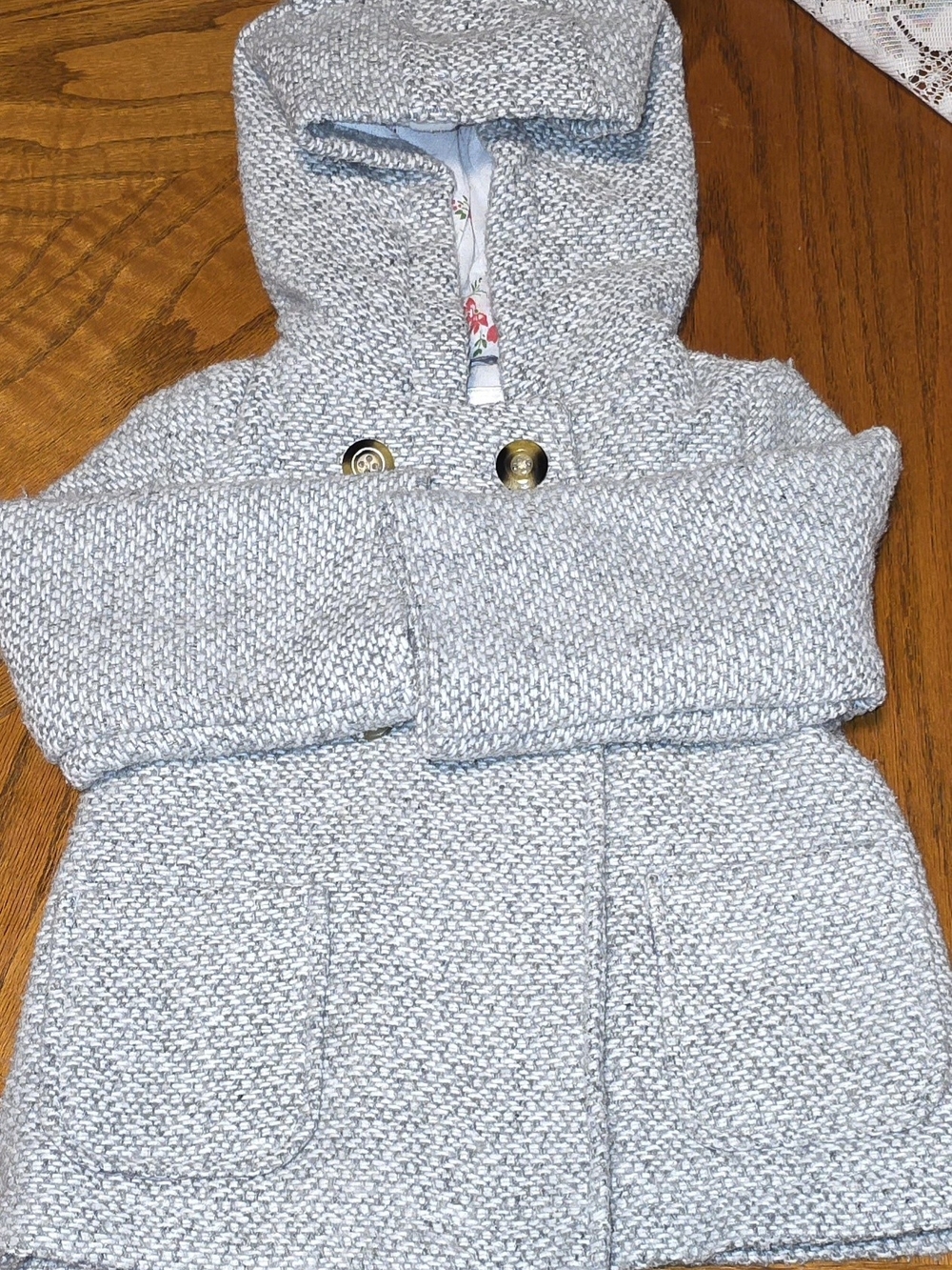 Carter's Light Gray Hooded Pea Coat